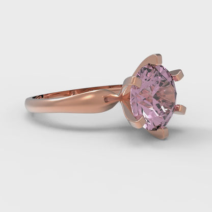 2.5 cttw Zirconia Simulated Pink Diamond Solitaire  Engagement Ring - Solid Gold (VVS1, Round Cut,8.5mm)