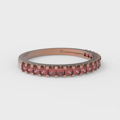 0.285 cttw Simulated Ruby Princess Cut Rose Gold Eternity Wedding Band