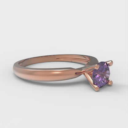 0.5 cttw Natural Amethyst Solitaire  Engagement Ring - Solid Gold (Round Cut,5.0mm)