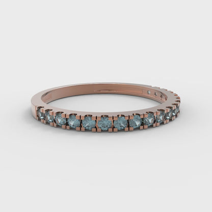 0.285 cttw Natural Aquamarine Round Cut Rose Gold Eternity Wedding Band