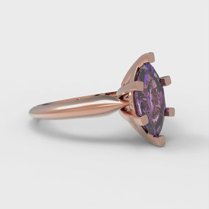 1 cttw Simulated Alexandrite Solitaire  Engagement Ring - Solid Gold (Marquise Cut,10x5mm)