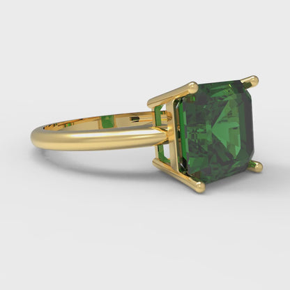 2.5 cttw Simulated Emerald Solitaire  Engagement Ring - Solid Yellow Gold (VVS1, Asscher Cut,8.0mm)