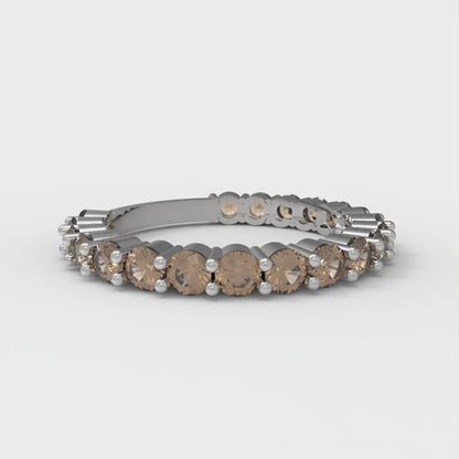 1.2 cttw Yellow Moissanite Round Cut White Gold Eternity Wedding Band