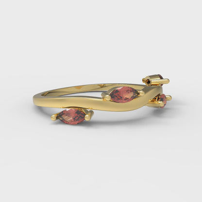 0.4 cttw Simulated Red Diamond Marquise Cut Yellow Gold Eternity Wedding Band