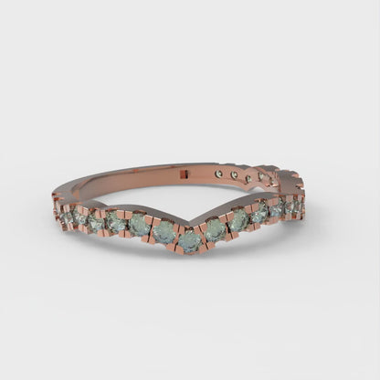 0.36 cttw Blue Moissanite Round Cut Rose Gold Eternity Wedding Band