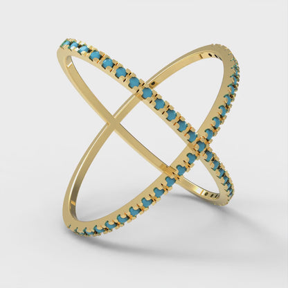 0.245 cttw Simulated Turquoise Statement Engagement Ring - Solid Gold (Round Cut,1.0mm)