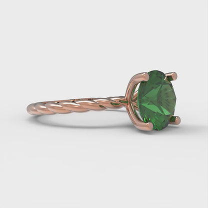2 cttw Simulated Emerald Solitaire  Engagement Ring - Solid Gold (Round Cut,8.0mm)