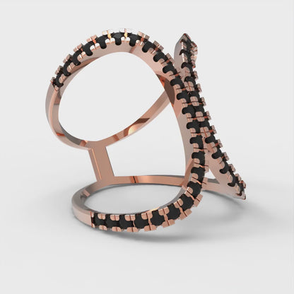 0.5 cttw Natural Onyx Statement Engagement Ring - Solid Rose Gold (VVS1, Round Cut,1.3mm)