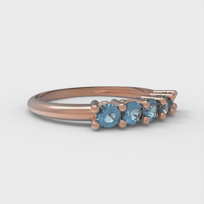 0.35 cttw Simulated Blue Diamond Round Cut Rose Gold Eternity Wedding Band