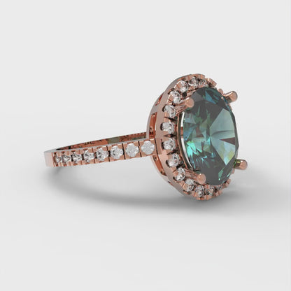 2.27 cttw Blue Moissanite Solitaire with Zirconia Simulated Diamond Accents Engagement Ring - Solid Gold (Oval Cut,9X7mm)