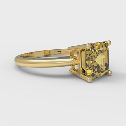 1.5 cttw Natural Citrine Solitaire  Engagement Ring - Solid Gold (Asscher Cut,6.5mm)