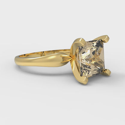 2.5 cttw Natural Morganite Solitaire  Engagement Ring - Solid Yellow Gold (VVS1, Princess Cut,8.5mm)