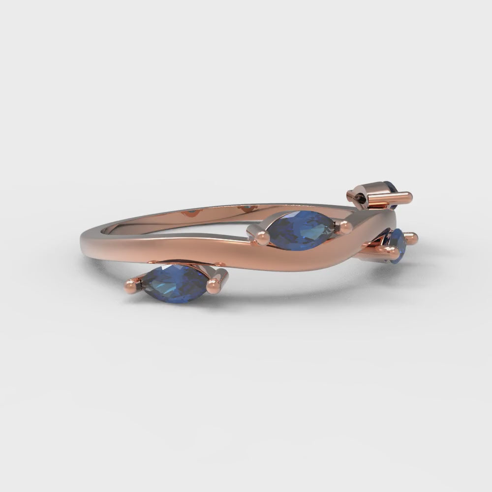 0.4 cttw Simulated Tanzanite Marquise Cut Rose Gold Eternity Wedding Band