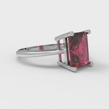 2.5 cttw Natural Garnet Solitaire  Engagement Ring - Solid White Gold (VVS1, Radiant Cut,8.5x6.5mm)