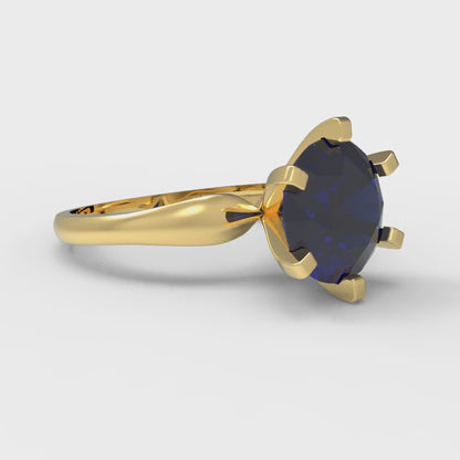 2.5 cttw Simulated Blue Sapphire Solitaire  Engagement Ring - Solid Gold (Round Cut,8.5mm)