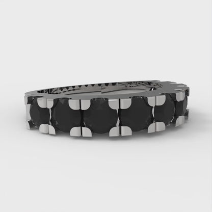 1.53 cttw Natural Onyx Round Cut White Gold Eternity Wedding Band