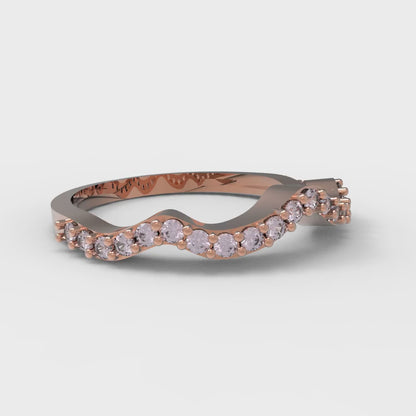 0.23 cttw Simulated Pink Diamond Round Cut Rose Gold Eternity Wedding Band
