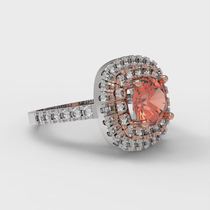 1.615 cttw Zirconia Simulated Red Diamond Solitaire with Zirconia Simulated Diamond Accents Engagement Ring - Solid Gold (VVS1, Round Cut,6.5mm)