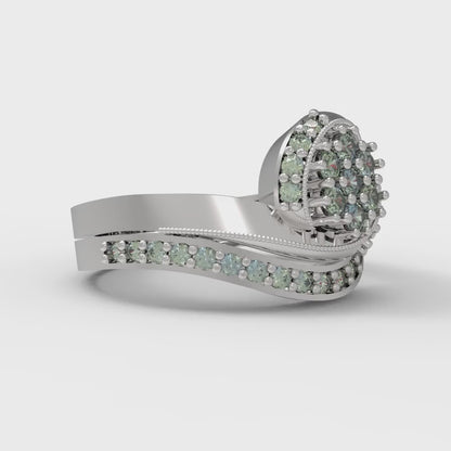 0.4 cttw Round Cut Blue Moissanite Bridal Set - Solid White Gold Engagement Ring & Wedding Band