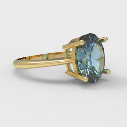 2.5 cttw Natural Sky Blue Topaz Solitaire  Engagement Ring - Solid Gold (Oval Cut,9.5x7.5mm)