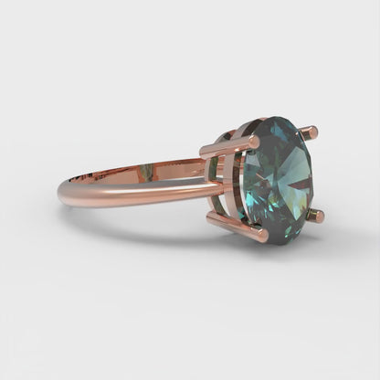 2 cttw Blue Moissanite Solitaire  Engagement Ring - Solid Gold (Oval Cut,9x7mm)