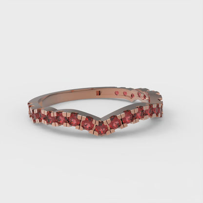 0.36 cttw Natural Garnet Round Cut Rose Gold Eternity Wedding Band