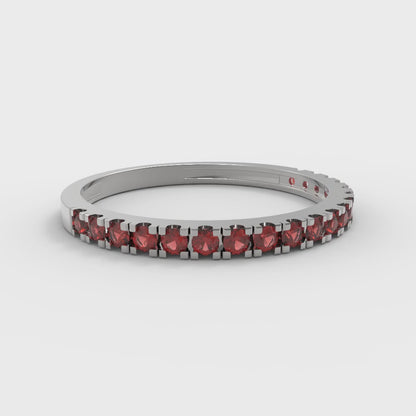 0.285 cttw Natural Garnet Round Cut White Gold Eternity Wedding Band