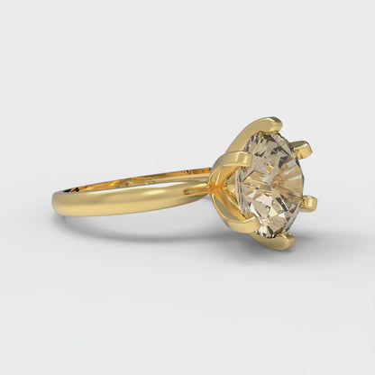 3 cttw Natural Morganite Solitaire  Engagement Ring - Solid Gold (Round Cut,9mm)