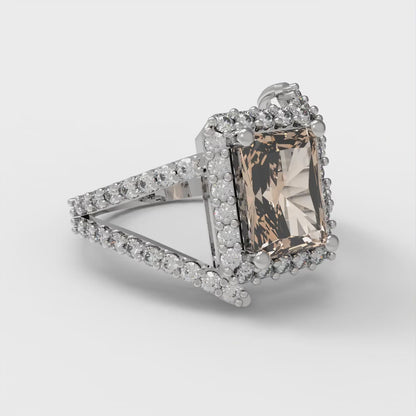 1.935 cttw Yellow Moissanite Hidden Halo Engagement Ring - Solid Gold (Emerald Cut,7.5x5.5mm)