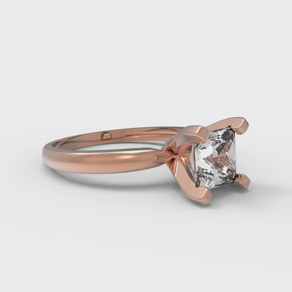 1 cttw White Sapphire Solitaire  Engagement Ring - Solid Gold (Princess Cut,5.5mm)