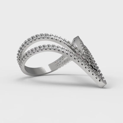 0.525 cttw White Sapphire Statement Engagement Ring - Solid White Gold (VVS1, Round Cut,1.0mm)