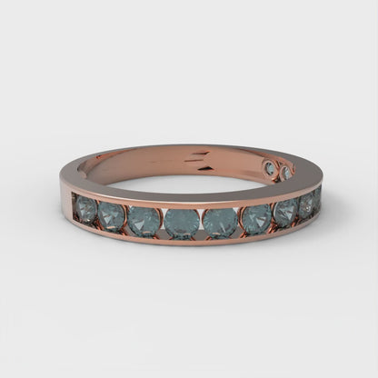0.39 cttw Natural London Blue Topaz Round Cut Rose Gold Eternity Wedding Band