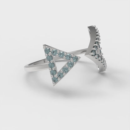 0.2475 cttw Natural London Blue Topaz Statement Engagement Ring - Solid Gold (Round Cut,1.2mm)