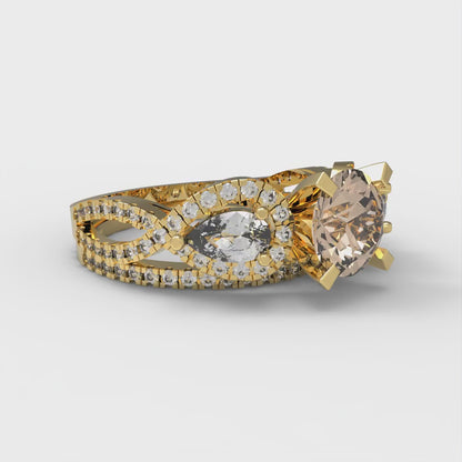 1.925 cttw Round Cut Yellow Moissanite Bridal Set - Solid Yellow Gold Engagement Ring & Wedding Band