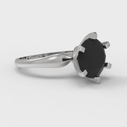 2.5 cttw Natural Onyx Solitaire  Engagement Ring - Solid Gold (Round Cut,8.5mm)
