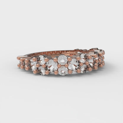 0.98 cttw White Sapphire Round Cut Rose Gold Eternity Wedding Band