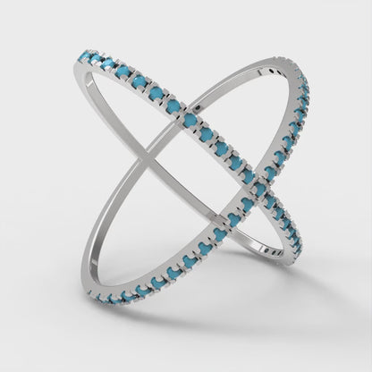 0.245 cttw Simulated Turquoise Statement Engagement Ring - Solid Gold (Round Cut,1.0mm)