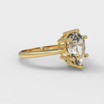 1.5 cttw Zirconia Simulated Diamond Solitaire  Engagement Ring - Solid Gold (VVS1, Pear Cut,9x6mm)