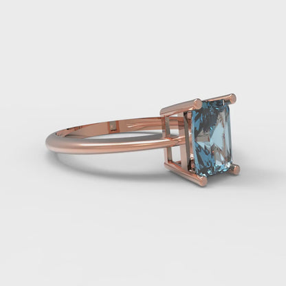 1 cttw Natural Swiss Blue Topaz Solitaire  Engagement Ring - Solid Gold (Radiant Cut,7x5mm)