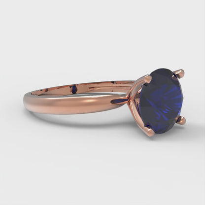 2 cttw Simulated Blue Sapphire Solitaire  Engagement Ring - Solid Gold (Round Cut,8.0mm)