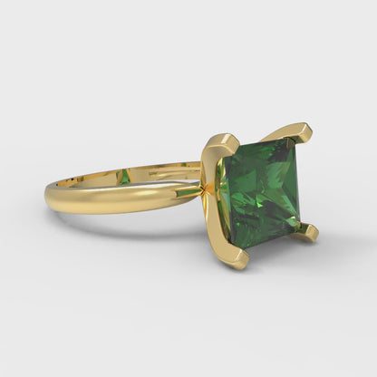 3 cttw Simulated Emerald Solitaire  Engagement Ring - Solid Gold (Princess Cut,8.0mm)