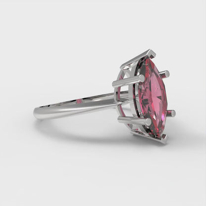 1.5 cttw Simulated Pink Tourmaline Solitaire  Engagement Ring - Solid Gold (Marquise Cut ,11x5.5mm)