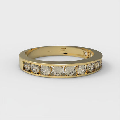 0.39 cttw Natural Morganite Round Cut Yellow Gold Eternity Wedding Band