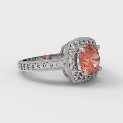 1.335 cttw Zirconia Simulated Red Diamond Solitaire with Zirconia Simulated Diamond Accents Engagement Ring - Solid Gold (VVS1, Round Cut,6.5mm)