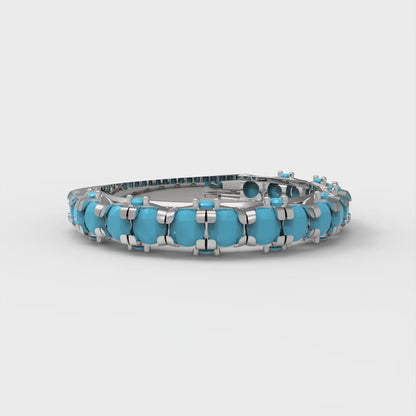 3.13 cttw Simulated Turquoise Round Cut White Gold Eternity Wedding Band