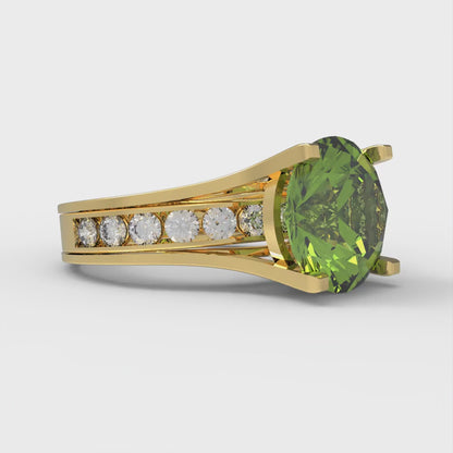 3.39 cttw Round Cut Natural Peridot Bridal Set - Solid Yellow Gold Engagement Ring & Wedding Band