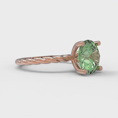 2 cttw Zirconia Simulated Green Diamond Solitaire  Engagement Ring - Solid Gold (VVS1, Round Cut,8.0mm)