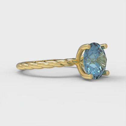 2 cttw Natural Sky Blue Topaz Solitaire  Engagement Ring - Solid Gold (Round Cut,8.0mm)