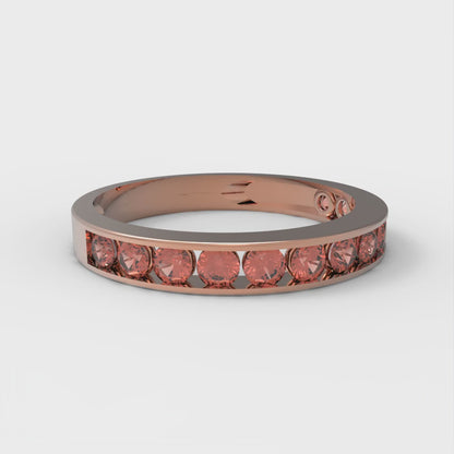 0.39 cttw Simulated Red Diamond Round Cut Rose Gold Eternity Wedding Band
