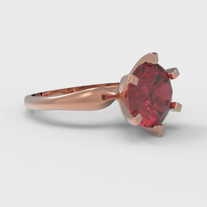 2.5 cttw Natural Garnet Solitaire  Engagement Ring - Solid Rose Gold (VVS1, Round Cut,8.5mm)